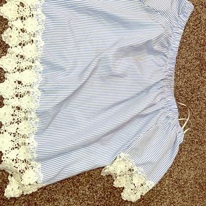 Off the shoulder stripped blouse